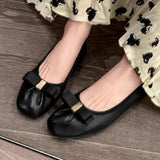 Women's Ballet Flats 2023 Autumn Fashion Bowknot Shallow Slip on Walking Shoes for Women Square Toe Light Femlae Casual