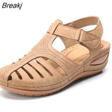 Summer Women Casual Sandals Solid Color Roman High Heel Comfortable Platform Non-slip Sandals Vacation Beach Walk