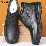 Men Autumn Genuine Leather Boots With Fur Winter Men Fashion Ankle Boots Business Casual Man Snow Boots Work