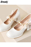 Shoes Summer High Heels Round Toe Lace-Up Sandals Ladies Slip On Shallow Mouth 2023 Branded Pumps Patent Leather Mary Jane