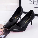 Size Women's Pumps Pointed Toe Patent Leather High Heels Dress Shoes White Wedding Shoes Thin Heels Basic Pump Red