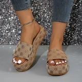 Women Platform Slippers 2024 Summer Slides Women Shoes Designer Flat Sandals Outdoor Floral Sandals Ladies Beach Shoes