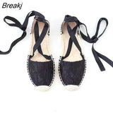 for women Hemp Rope Bottom Ladies Sandals Flat Shoes Women Strappy Fisherman Sandals Women Spring and Summer Lace