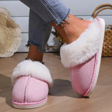 Winter Warm Fur Indoor Home Slippers Women Fluffy Comfort Soft Bedroom Slippers for Couples Flat Non Slip House Shoes