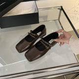 Style Dress, Shallow Mouth, Vintage Leather Shoes, Women's 2024 New Spring And Autumn Flat-Soled Mary Jane