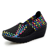 Women Plus Size 35-42 for Women 2024 Wedges Platform Sneakers Fashion Weave Hollow Ladies Loafers Slip-on Casual