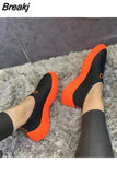 Vulcanize Shoes Sneakers Women Shoes Ladies Slip-On Solid Color Sneakers Female Sport Mesh Casual Shoes Women plus Size