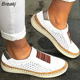 Women Slip on Sneakers Shallow Loafers Vulcanized Shoes Breathable Hollow Out Casual Ladies Shoes Woman Plus Size43