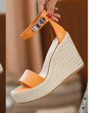 Breakj New Waterproof Platform High Heels Women Thick Platform With Grass Plus Word Fishmouth Sandal