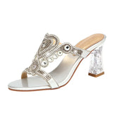 Women With Crystal High-Heeled Sandals Wear 2024 New Diamond Sandals In Summer. Roman Slippers Are