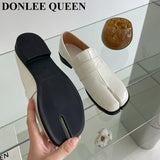 Split Toe Flats Shoes Women Slip On Casual Loafer Chunky Heel British Oxford Shoes 2023 Autumn Footwear Zapatos De