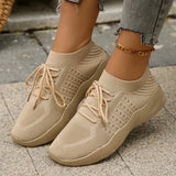Size Women's Comfortable Breathable Knitted Sneakers Flat Low Top Casual Sports Shoes for Women 2024 Spring Zapatos