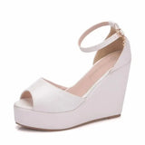 Size Wedges Sandals Bohemia Style Womens Sandals Hemp Rope High Heel Fish Mouth Sandals Small Size Women Shoes