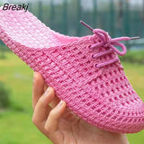 New Women's Flat Sandals Shoes Summer Slippers Hollow Out Casual Shoes Beach Outdoor Comfortable Closed Toe