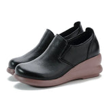 2023 First Layer Cowhide Platform Bottom Comfortable Women's Shoes Leisure Leather Comfortable Women's Single Shoes Middle-Aged And Elderly Mother