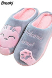 Women Winter Slippers Home Slippers Cartoon Cat Non-slip Warm Fur Indoors Bedroom Floor Plush Shoes slippers chaussures
