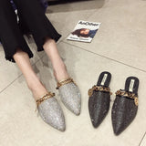 Women Mules Luxury Flats Fashion Loafers Designer Shoes Summer Slippers Pointed Toe Slides Slip on Wedding Casual Ladies