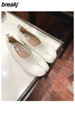 Fashion Split Toe Flats Shoes Women Slip On Casual Loafers Chunky Heel British Oxford Shoes Soft Moccasins Zapatos De