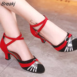 Shoes for Women Heel 5.5cm Closed Toe Ballroom Latin Dance Shoes Rubber Sole High Heel Tango Salsa Dance Shoes for