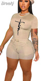 Solid Color Short Sleeve Crop Top and Pockets Biker Shorts 2 Pcs Set Sexy Slim Summer Fashion Outfit Casual