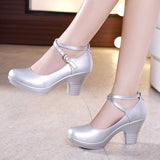 High 2023 Heels for Ladies Shoes Dancing Platform Pumps Leather Mary Janes Sandal Summer Footwear Fashion Women