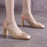 New Arrival Fashion Square Toe Sandals for Women High Heels Summer Comfort Simplicity Slingbacks Shoes Sandalias De