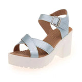 Size 45 Women Ankle Buckle High Heel Sandals Summer 2023 Fashion Platform Sandles Woman Thick Sole Gladiator Sandalias