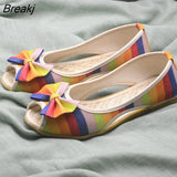 New Summer Women Flat Fish Mouth Sandals Flax Woman Fashion Canvas Wedges Open Toe Non-Slip Sole Slip on Female