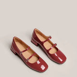 2023 Spring French Retro Shallow Mouth Thick Heel Dress Shoes Fashion Silver Square Head Mary Jane Ballet Shoe Low