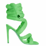 Snake Strap Long Shoes Women's Sandals Summer 2024 Sexy Stiletto Heel Stripper Shoes Star Style Slingback Heeled