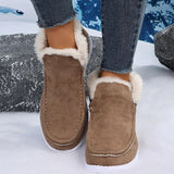 Size Thick Plush Snow Boots Women Faux Suede Flat Heels Fur Winter Shoes Woman Slip On Keep Warm Ankle Botas Femininas