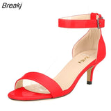 Fashion Multicolour Open Toe Ankle Strap Women Sandals Sexy High Heels Lady Shoes Buckle 5cm Low Heel