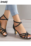 for Women 2023 New Modern Sandals Women's Sandals Sexy Party Sandals Women Zipper Heeled Sandals Open Toe Shoes