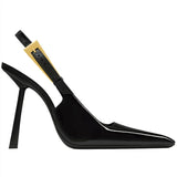 Stiletto Heels Women Pumps Patent Leather 2024 Summer Designer Mule Sandals Elegant Sexy Office High Heels Women