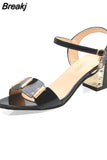 Open Toe Women Chunky Heels Casual Women's Sandals Black White All-match Female Pumps Fashion Womens Sandals Buckle