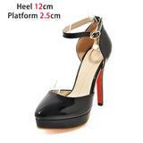 And Summer New 12CM Women Sandals Fashion Pointed End High Heels Side Empty Elegant Party Shoes Sexy Buckle Strap