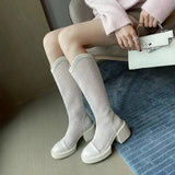 new but knee high boots 2023 women breathable mesh hollow cool boots breathable thick heel ankle boots platform