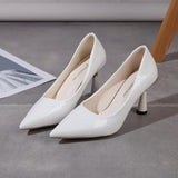 Woman 2024 Trend New Summer Red Heels Elegant Woman Black Heeled Pointed Toe Pumps Dress Leather White Ladies