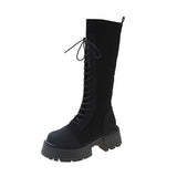 2023 Autumn Winter New Chunky Platform Long Boots Women Thick-soled Stretch Knitted Knee High Boots Woman Botas De