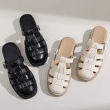 Women Sandals Woman Summer Hollow Out Roman Slippers 2024 New Gladiator Beach Flats Ladies Thick Sole Footwear Zapatos De