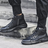 Autumn Winter Shoes Mens Fashion Boots Genuine Leather Mens Ankle Boots Cow Leather Brand Male Footwear Black