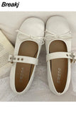 Style Elegant Rhinestone Bow Mary Jean Shoes 2023 Hot Satin Ballerinas Flats Single Shoes Bling Rhinestones Women