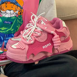 Korean Fashion Casual Kawaii Pink chunky shoes Platform Sports Sneaker Athletic Flat Board Shoe Tennis Shoes Sneakers
