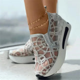 Casual Shoes Woman Summer 2023 white blue Mesh Vulcanized Shoes Rubber Sole Slip on Comfortable Female Shallow Sneakers