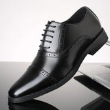 Men Dress Shoes Leather Fashion Derby Shoes Classic Casual Business Wedding Footwear Lace-up British Style Male Formal