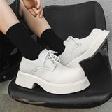 Breakj 2024 New Formal Shoes Male Increased Round Head Trend Versatile British Wind Low Heel Tooling Shoes