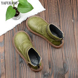 Female Literary Retro Big Head Doll Shoes Japanese Style Thick-Soled Plus Velvet Comfort Women Boots Casual Ankle