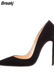 flock pumps fashion high shoes 8cm 10cm 12cm pointed thin heel shallow shoes party shoes ladies shoes QKOU001