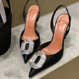 Rose Red Women Pumps Thin Heels Pointed Toe Super High Buckle Strap Ladies Dress Shoes Sandals Women
