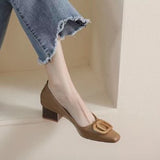Square-Headed High Heels For Women In Spring And Autumn 2024 New Professional Work Shoes Temperament Fairy Style Single Women's Thick